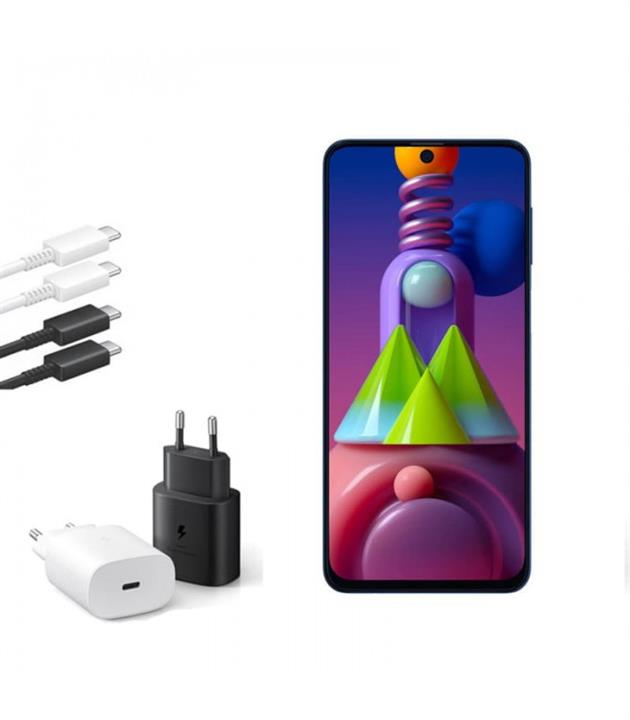 شارژر سوپر فست سامسونگ با توان 25 وات مناسب برای Galaxy M51 به همراه کابل دو سر Type-C